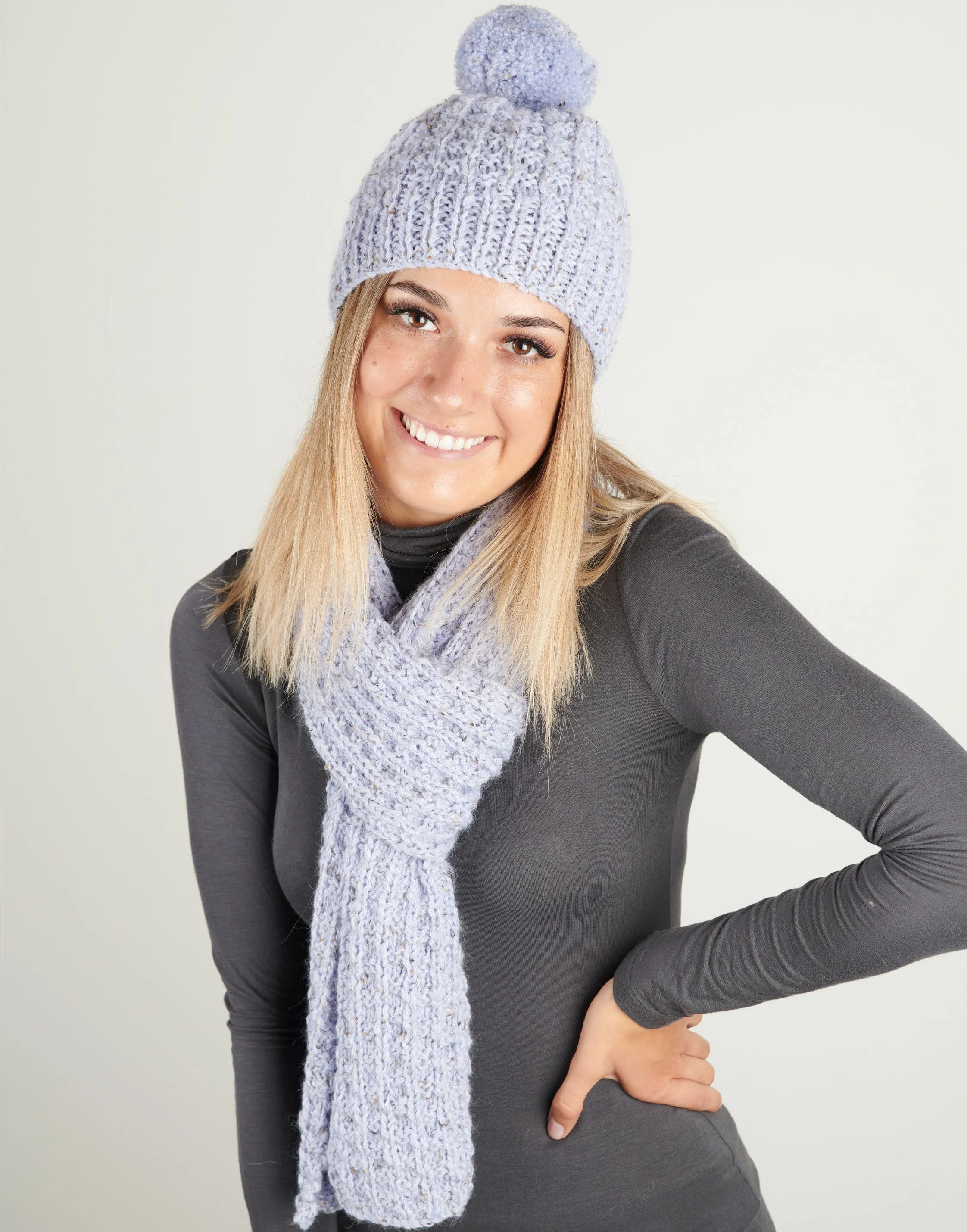 FREE Knitting Pattern Download - Chunky Scarf and Beanie 3203