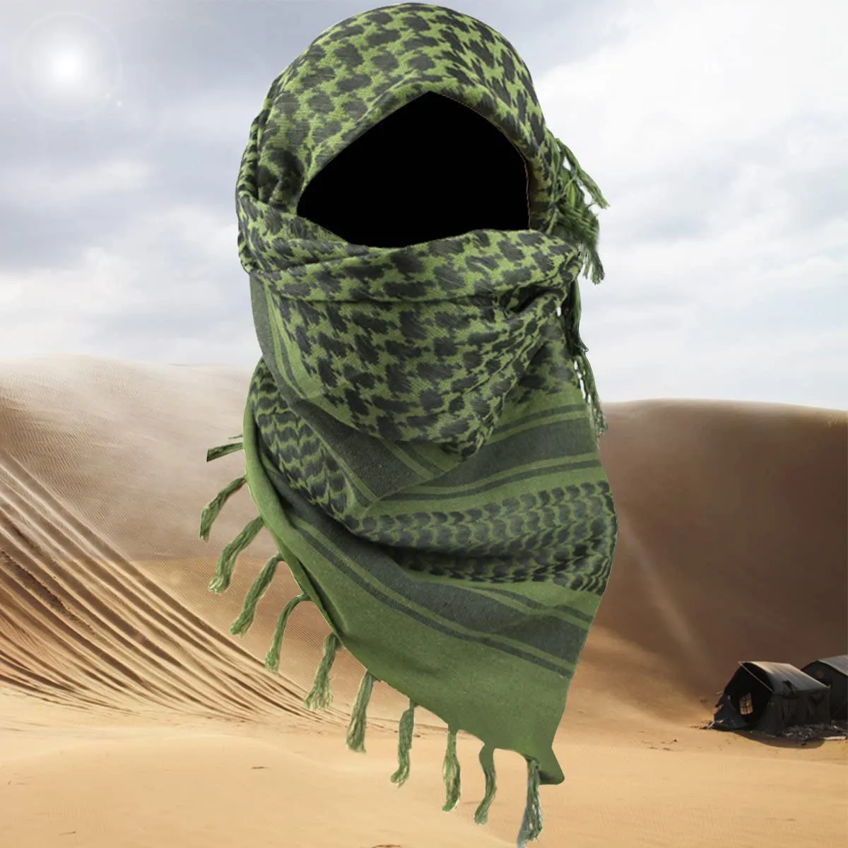 FREE SOLDIER Scarf Military Shemagh Tactical Desert Keffiyeh Head Neck Scarf Arab Wrap with Tassel 43X43 Inches