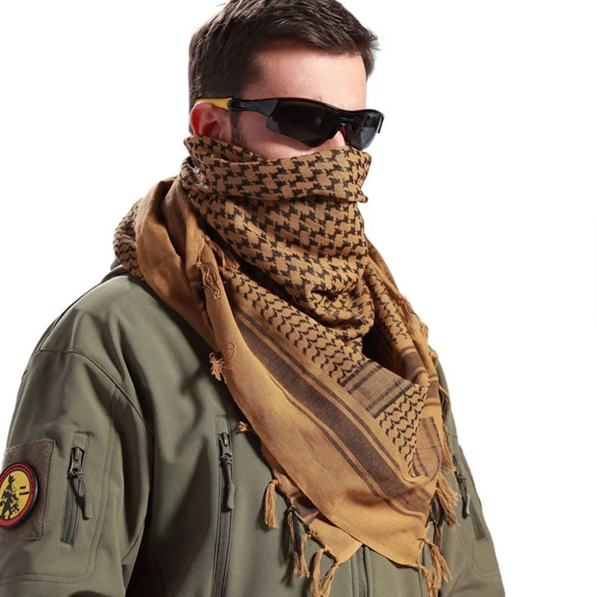 FREE SOLDIER Scarf Military Shemagh Tactical Desert Keffiyeh Head Neck Scarf Arab Wrap with Tassel 43X43 Inches