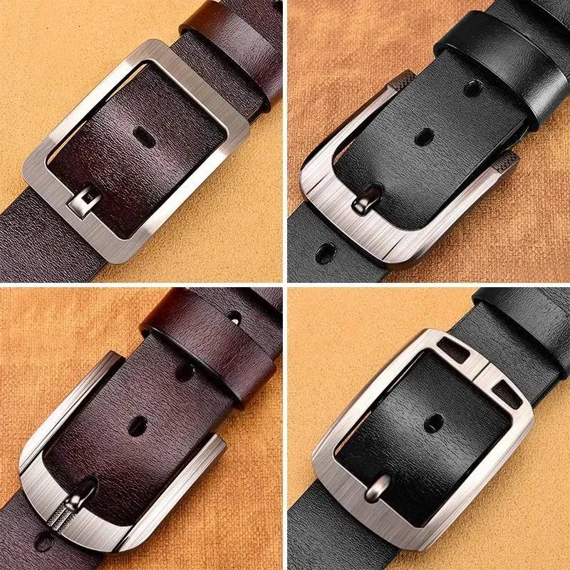 Genuine Leather For Men's High Quality Buckle Jeans Cowskin Casual Belt