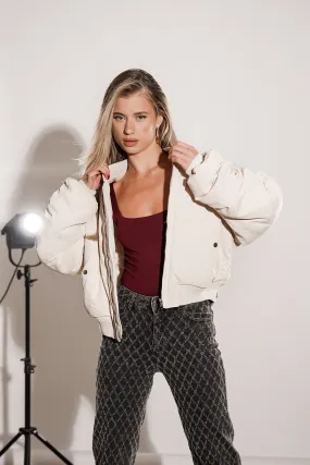 Gewatteerde bomber jacket beige - Lula