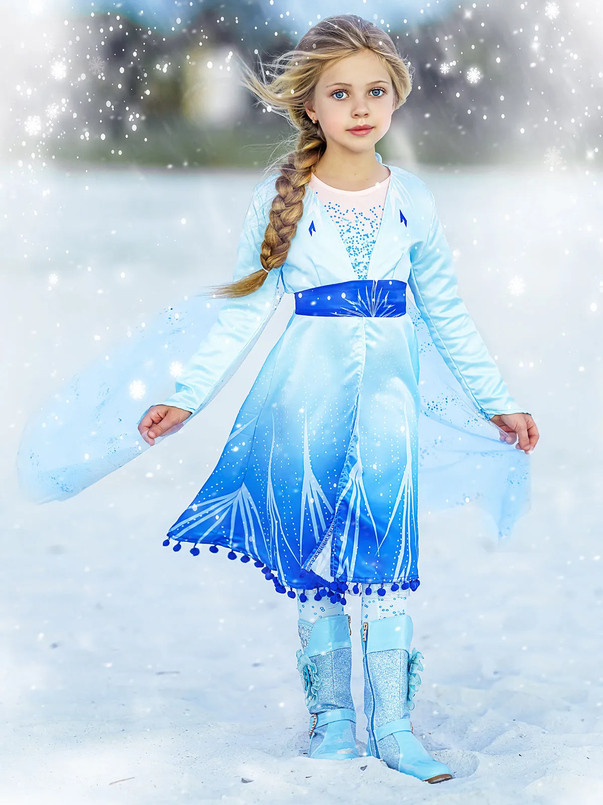 Girls Frozen Inspired Elsa Sparkle Costume Dress