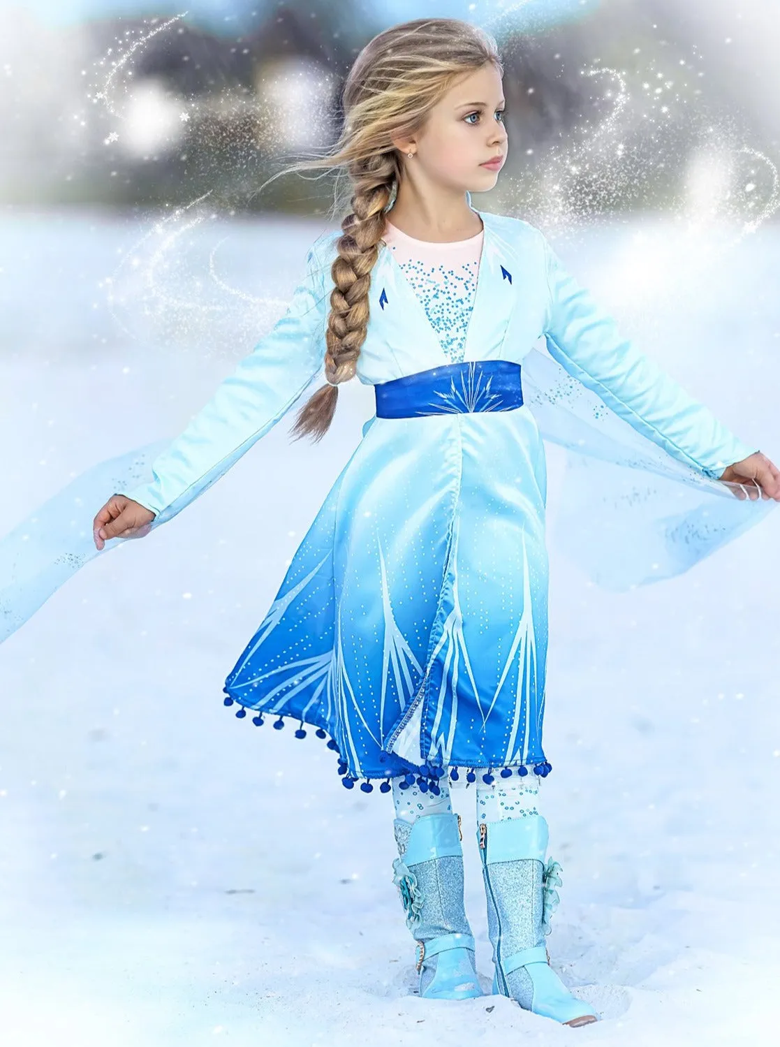 Girls Frozen Inspired Elsa Sparkle Costume Dress