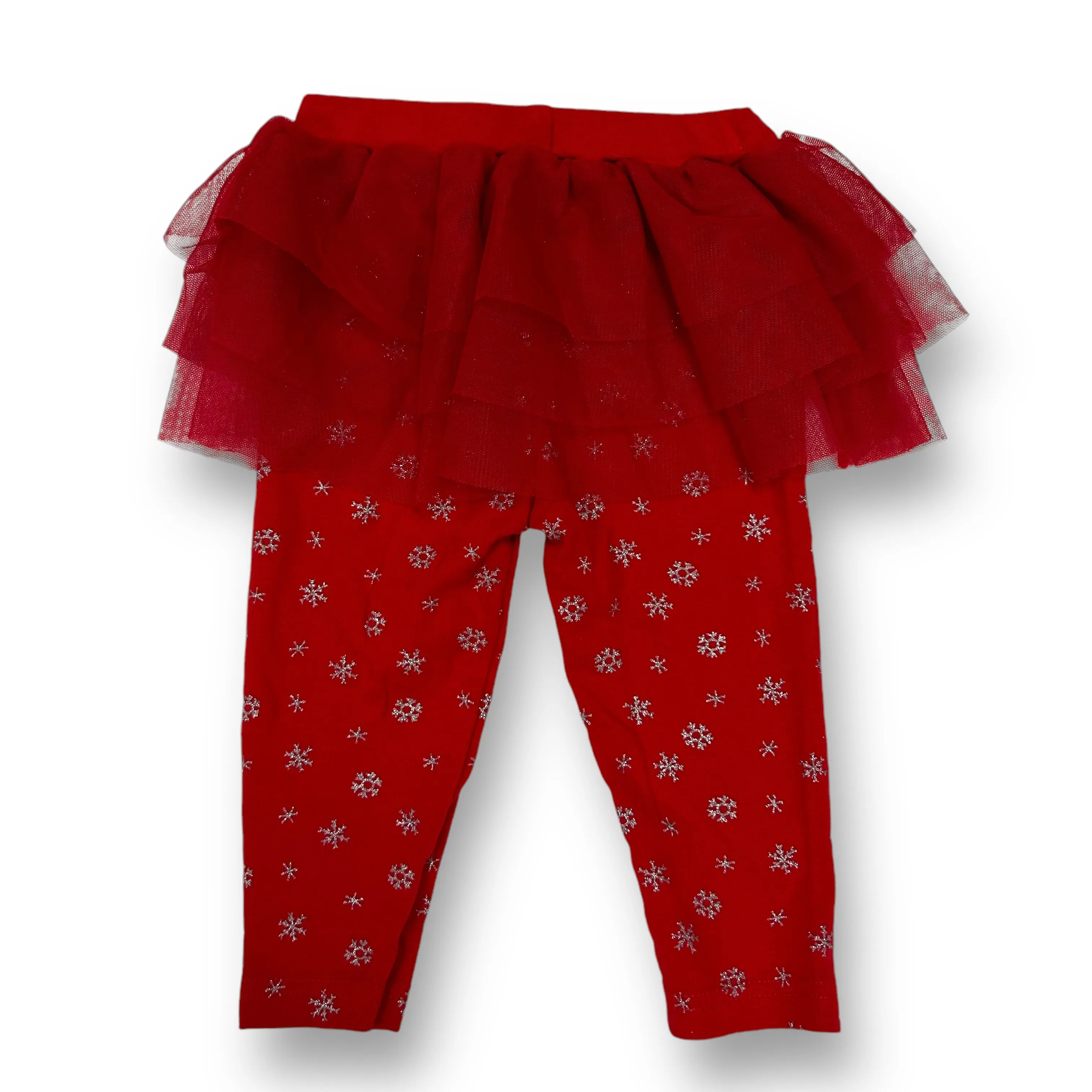 Girls Just One You Size 12 Months Red Tulle Skirted Snowflake Leggings