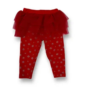 Girls Just One You Size 12 Months Red Tulle Skirted Snowflake Leggings