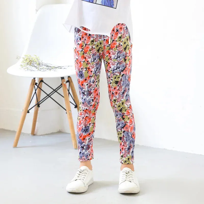 Girls' leggings Spring And Autumn Thin Children's Stretch Printed Pants Korean Children's Pants Summer Clothes