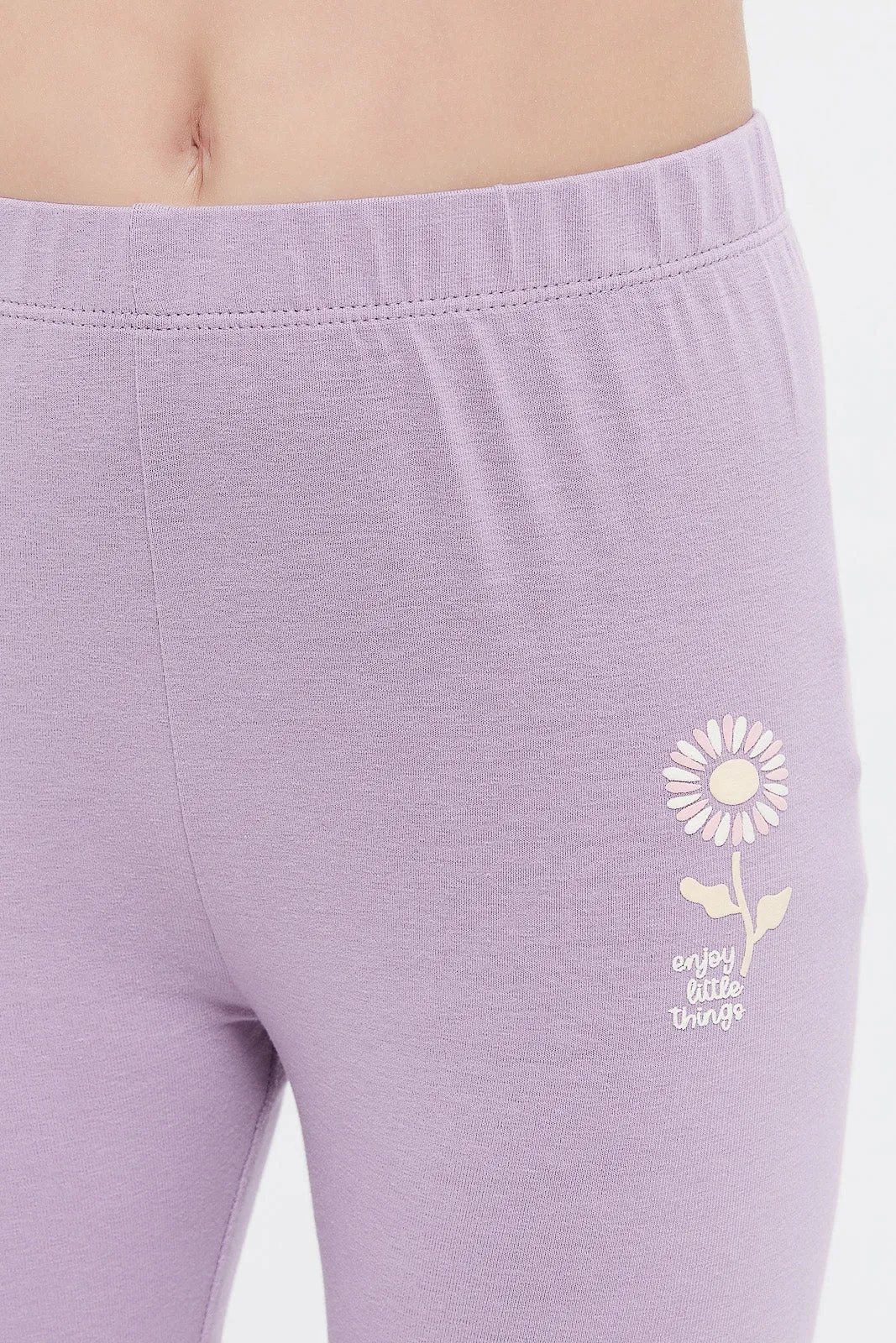 Girls Lilac Printed Leggings