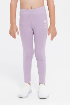 Girls Lilac Printed Leggings