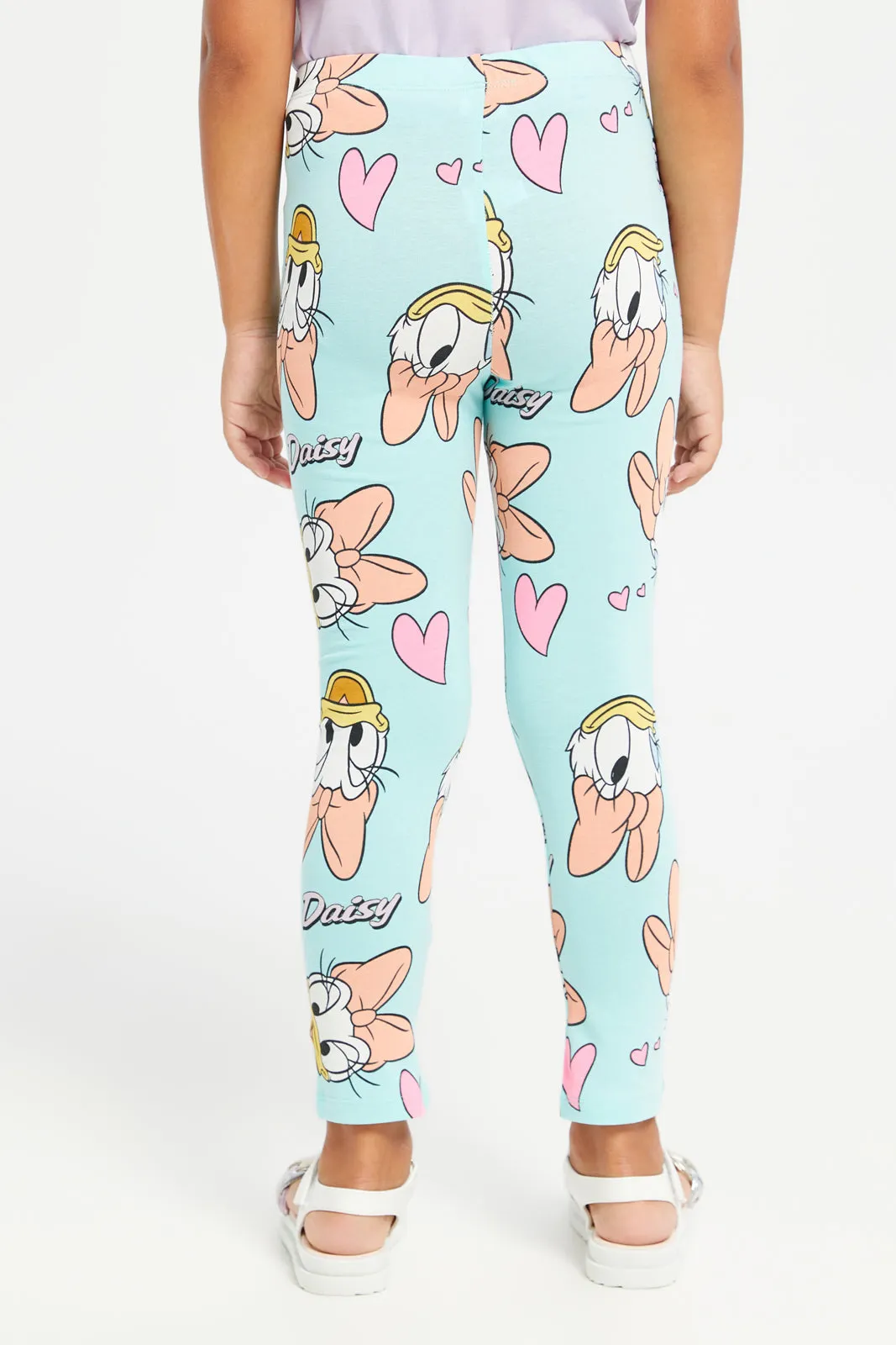 Girls Mint Daisy Duck Printed Leggings