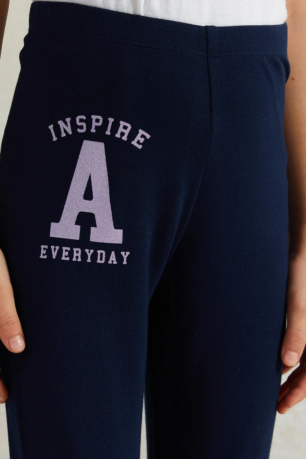 Girls Navy Inspire Everyday Print Leggings