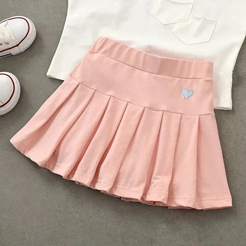 Girls' New All-Match Pleated Culottes Medium And Small Children'S Summer Skirt With Inner Safety Pants Student Uniform Skirts