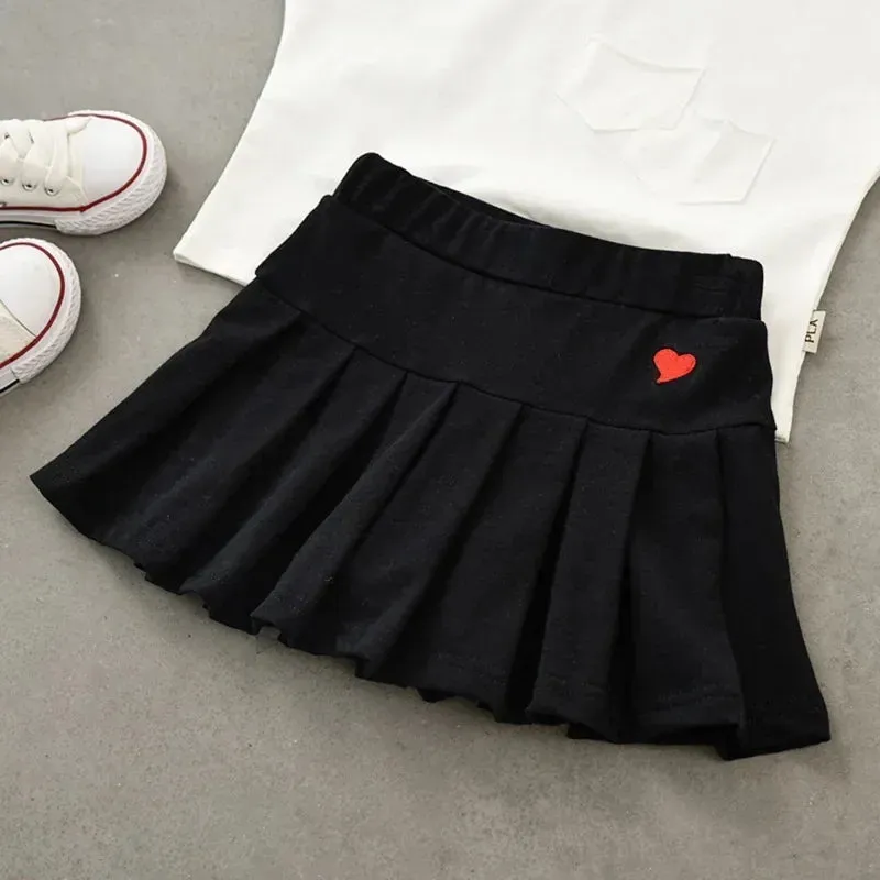 Girls' New All-Match Pleated Culottes Medium And Small Children'S Summer Skirt With Inner Safety Pants Student Uniform Skirts