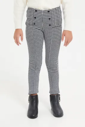 Girls White Check Pointe Leggings