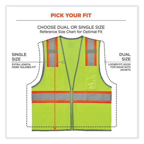 Glowear 8246z Class 2 Two-tone Mesh Reflective Binding Zipper Vest, Polyester, Large/xl, Lime, Ships In 1-3 Business Days