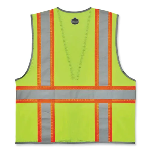 Glowear 8246z Class 2 Two-tone Mesh Reflective Binding Zipper Vest, Polyester, Large/xl, Lime, Ships In 1-3 Business Days