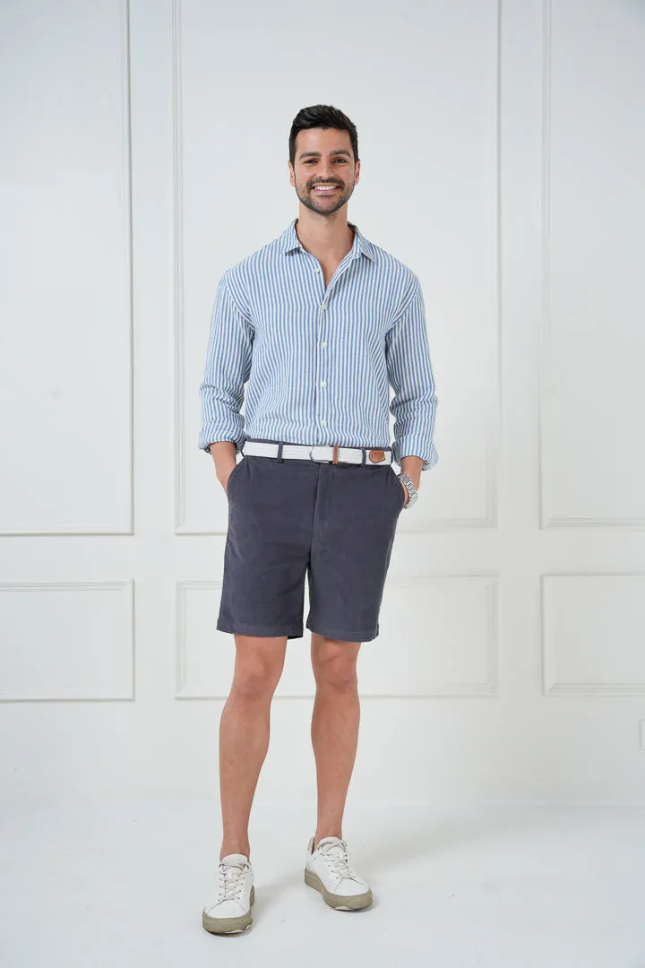 Grey Corduroy Stretch Chino Shorts