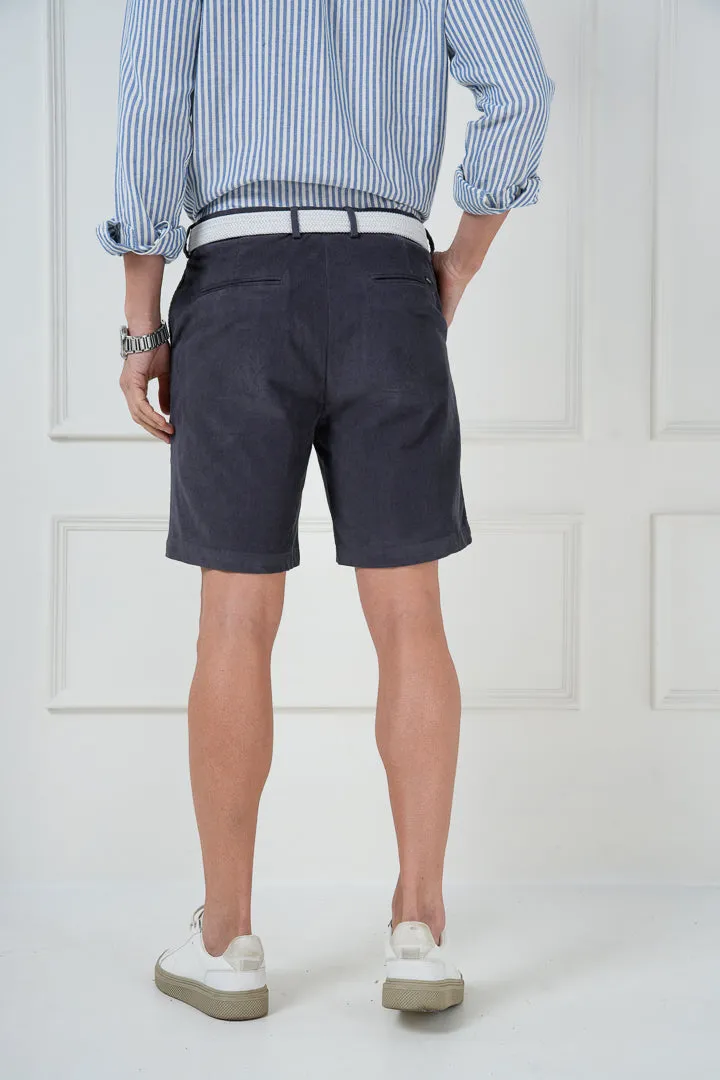 Grey Corduroy Stretch Chino Shorts