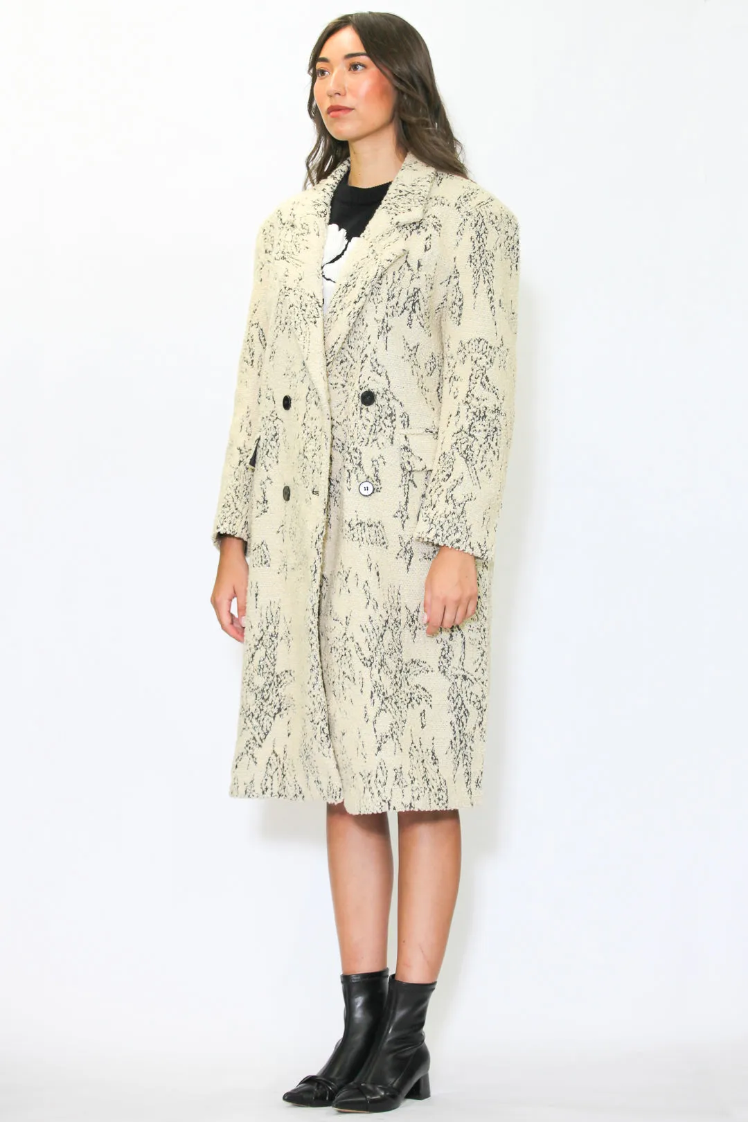 Heavy Wool Art Textured Beige Coat