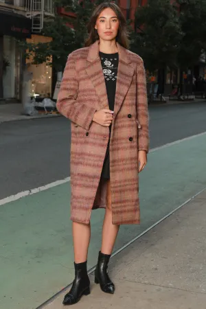 Heavy Wool Blush Red Plaid Coat