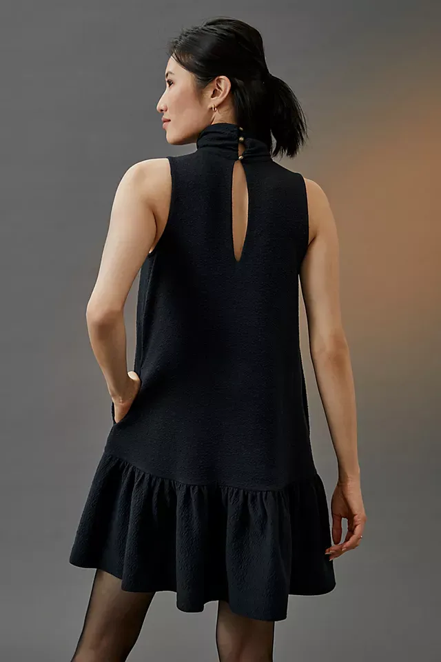 High Neck Sleeveless Black Dress