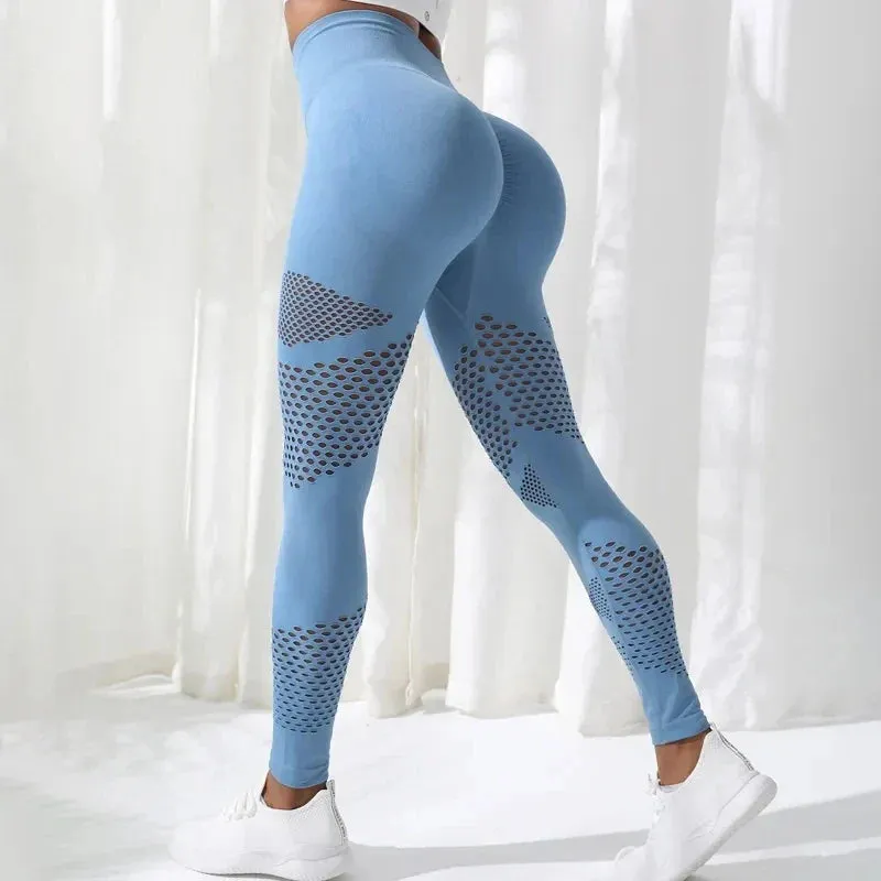 Hollow Stripe Gym Yoga Sports Legging for Women