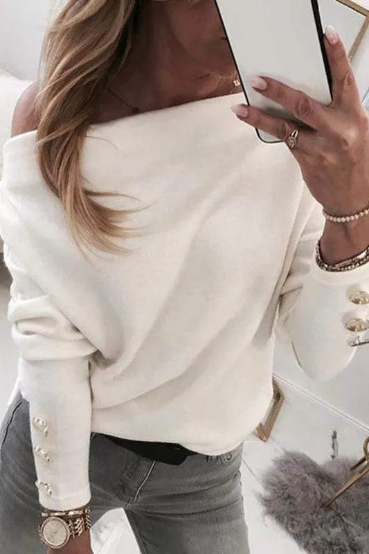 Hope It Never Ends Off Shoulder Sweater White