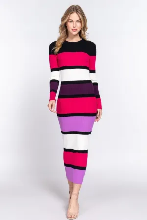 I Don’t Want to Miss a Thing Long Sleeve Color Block Sweater Dress