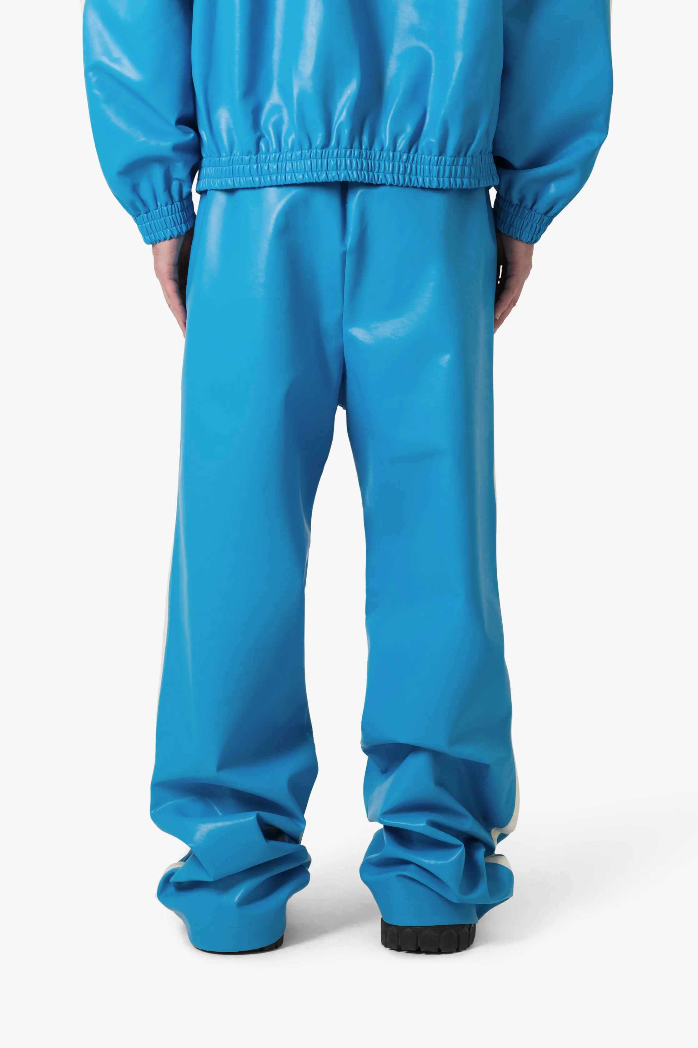 Icon Oversized PU Track Pants - Blue/Black