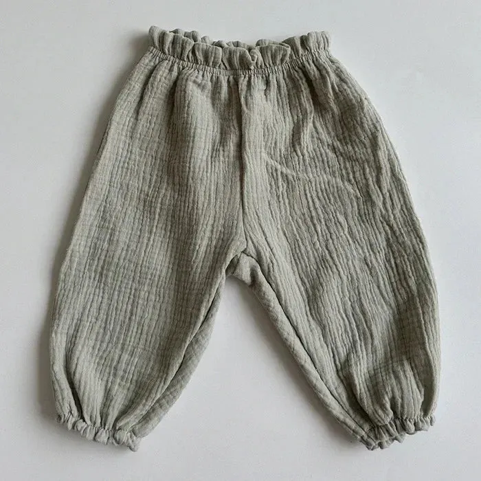 Infant Baby Boys Girls Muslin Pants Casual Lantern Pants Full Pants