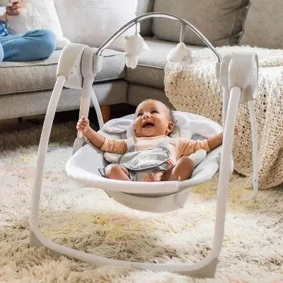 Ingenuity Comfort 2 Go Compact Portable Baby Swing with Music - Cuddle Lamb