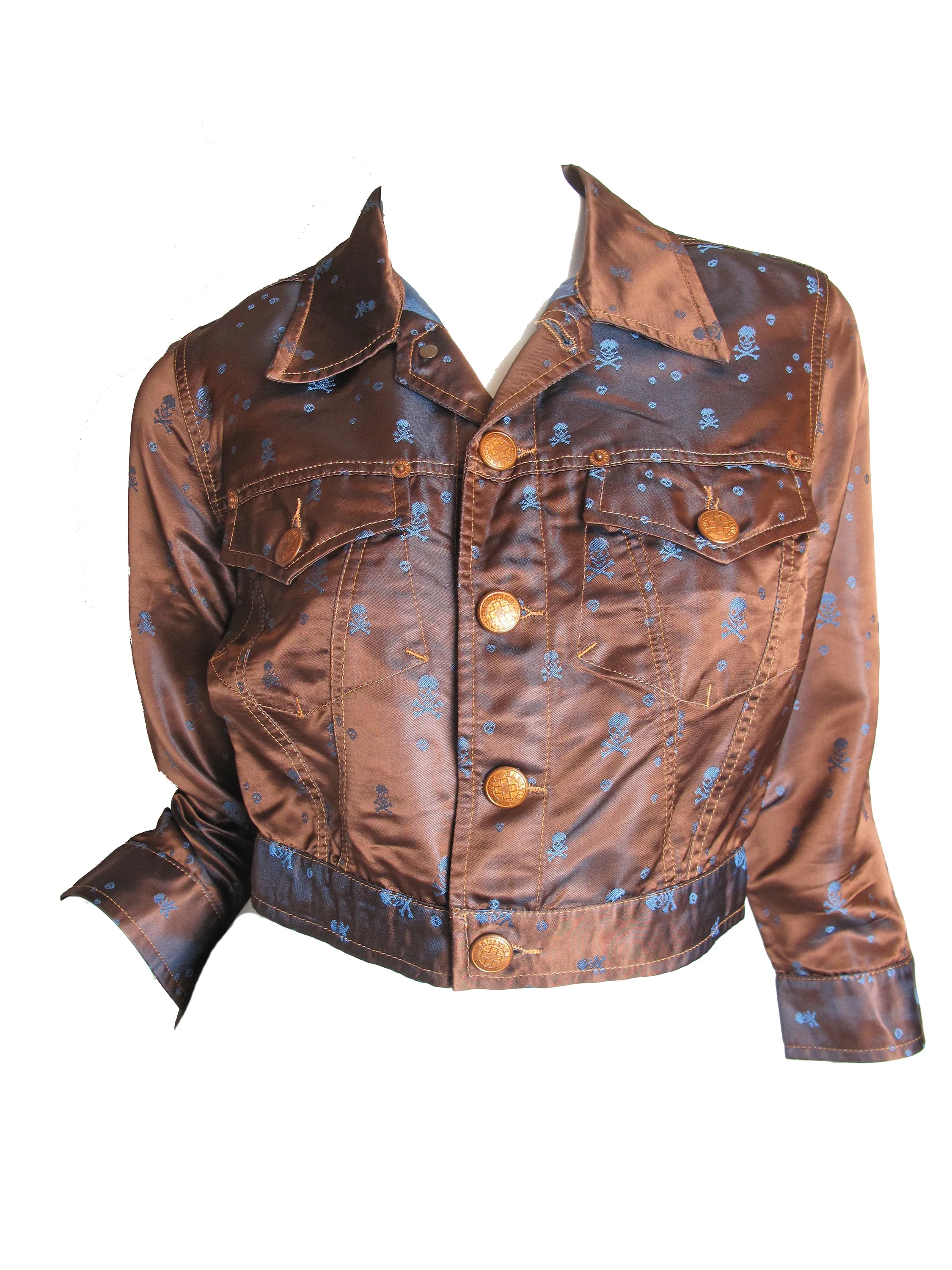 JEAN PAUL GAULTIER Cropped skull satin jacket