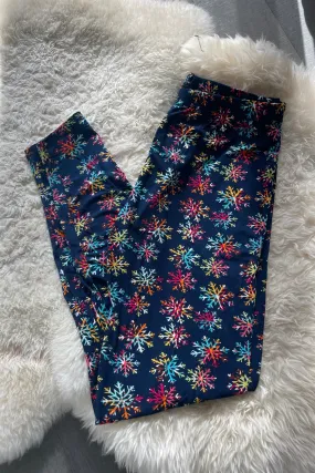 Jolly Snowflake/Tree Print Queen Size Leggings