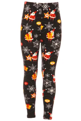 Kid's Christmas Present Snowflake Pattern Printed Leggings