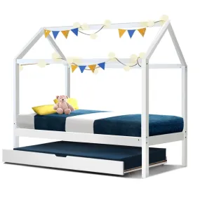 Kids Holy Wooden Single Bed Frame White