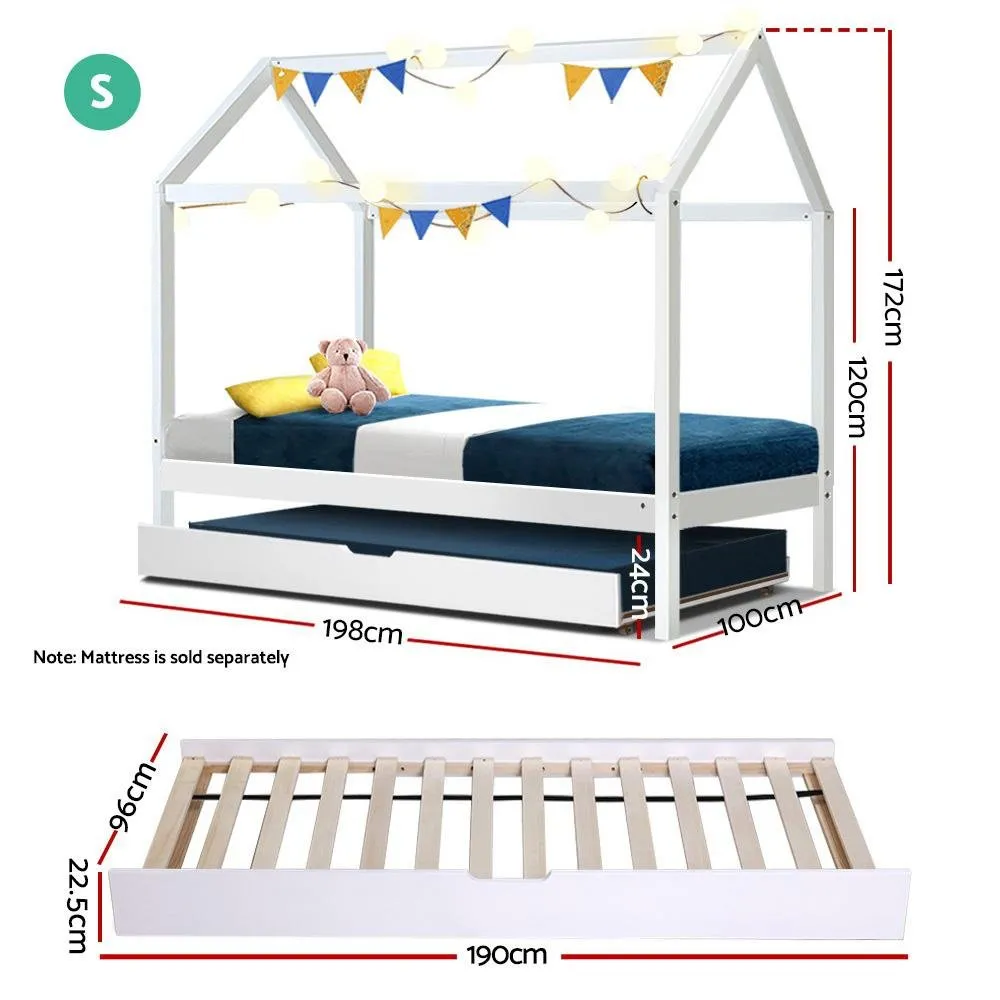 Kids Holy Wooden Single Bed Frame White