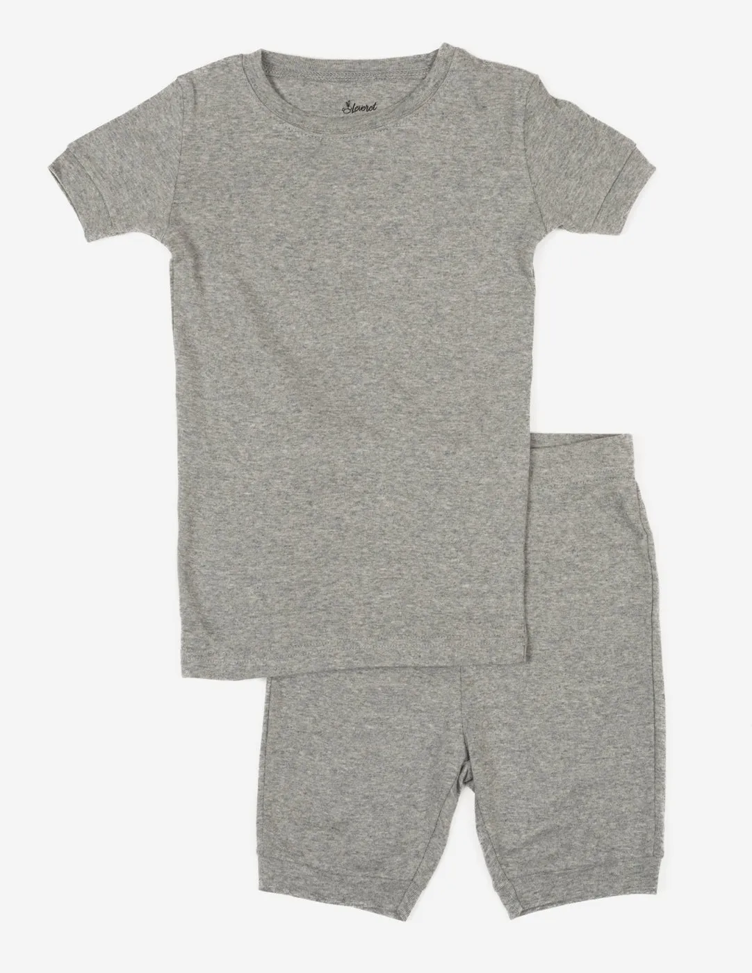 Kid's Short Sleeve Neutral Solid Color Pajamas