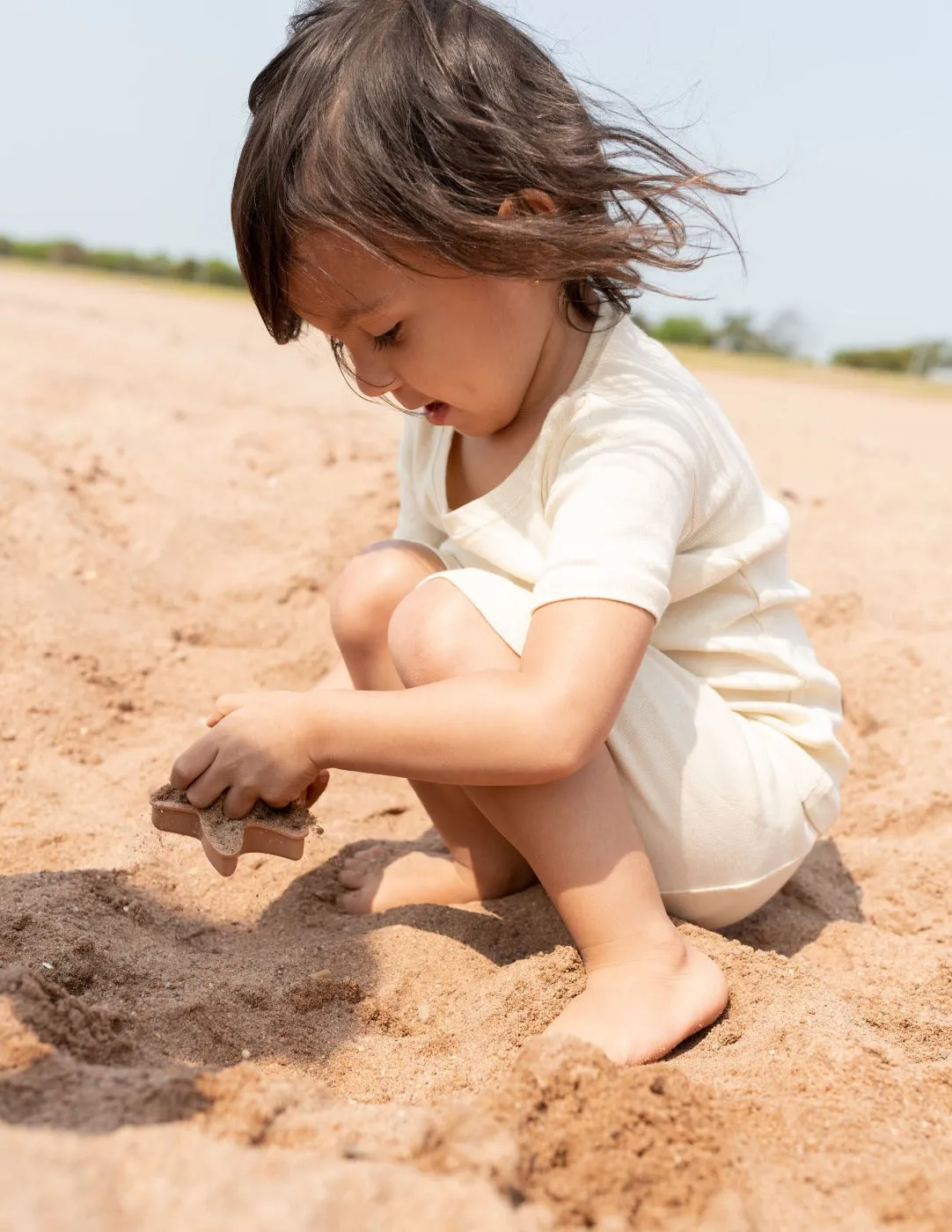 Kid's Short Sleeve Neutral Solid Color Pajamas