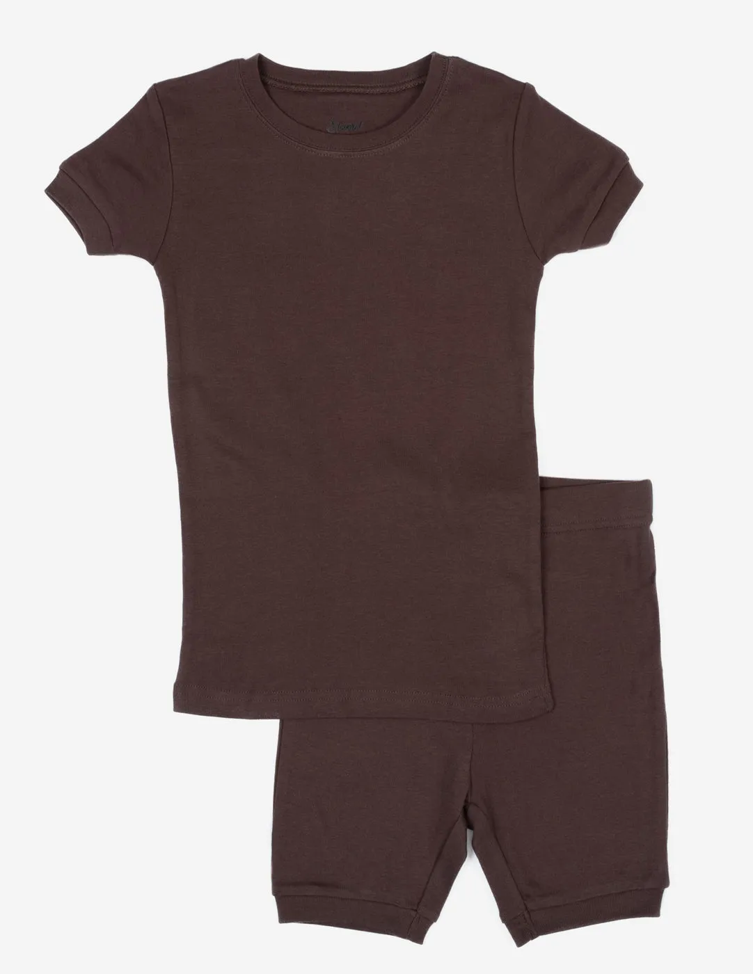 Kid's Short Sleeve Neutral Solid Color Pajamas