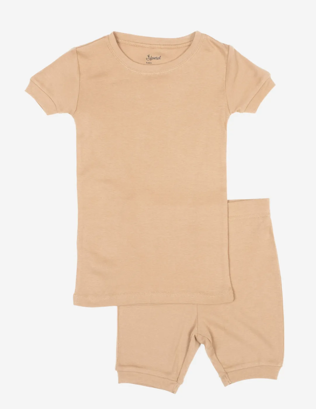 Kid's Short Sleeve Neutral Solid Color Pajamas