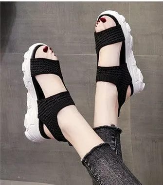 Knit Sports Platform Sandals