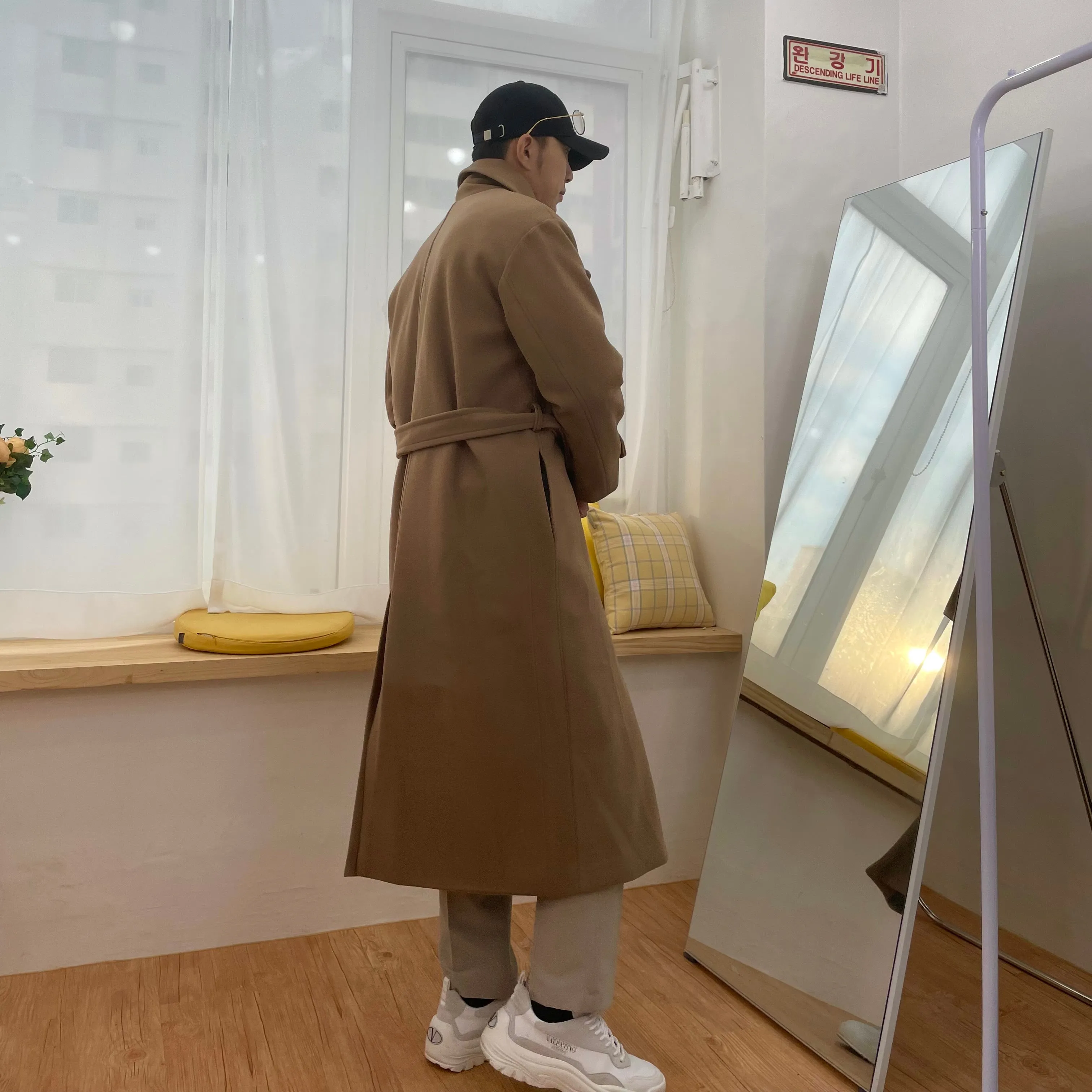 [Korean Style] Beige Soline Wool Double Coat