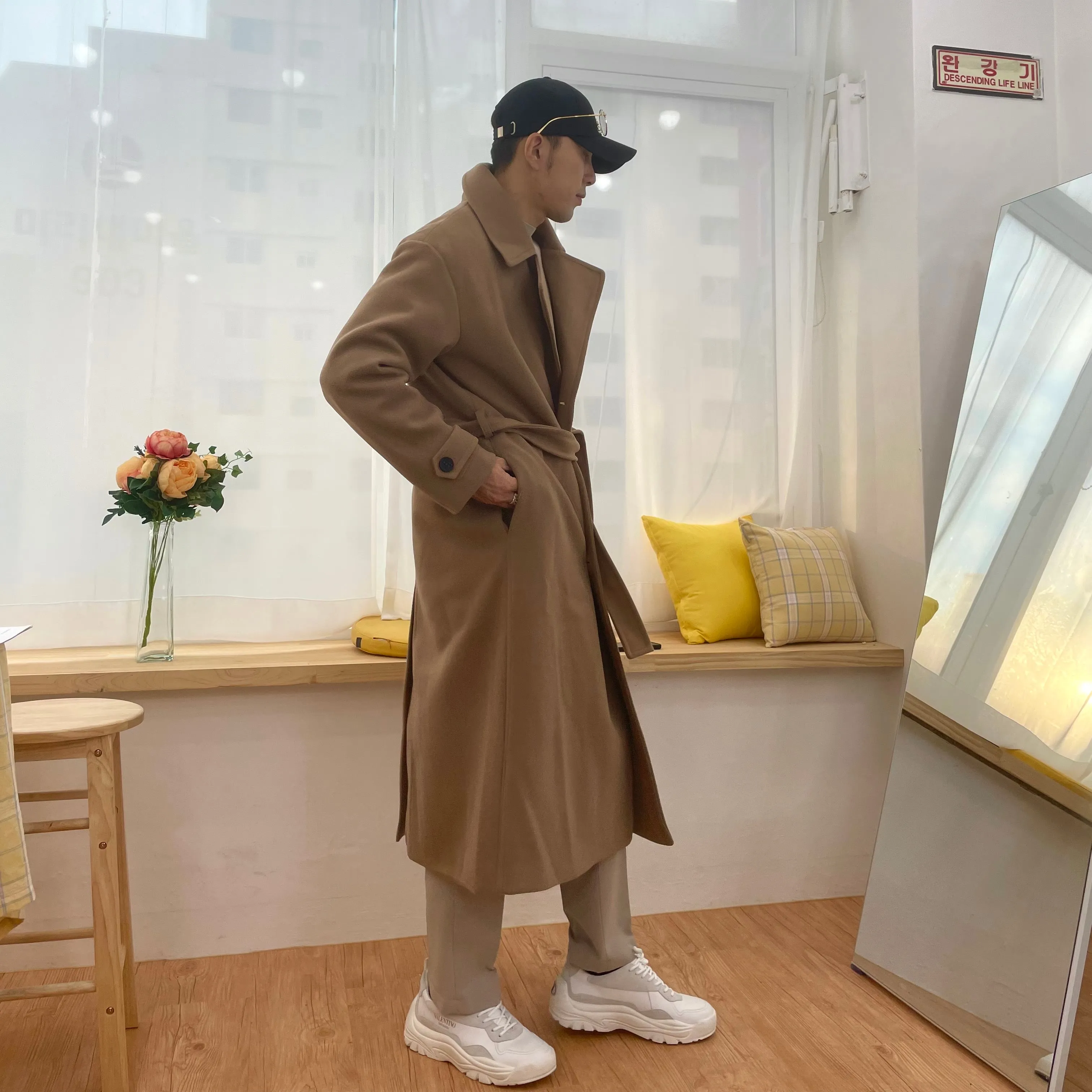 [Korean Style] Beige Soline Wool Double Coat