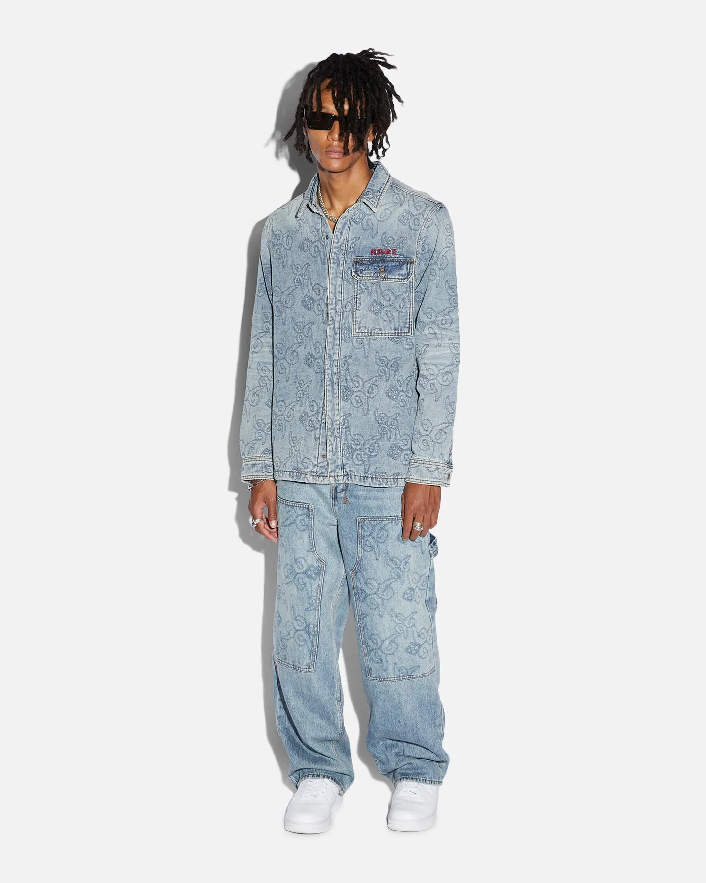 Ksubi X Juice Wrld K9 Stone Quilted Long Sleeve Shirt Denim