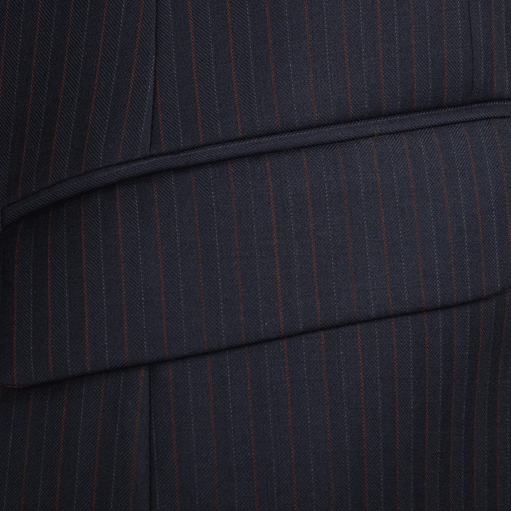 Lanificio F.lli Cerruti Navy & Burgundy Herringbone Stripe Two-Piece Suit