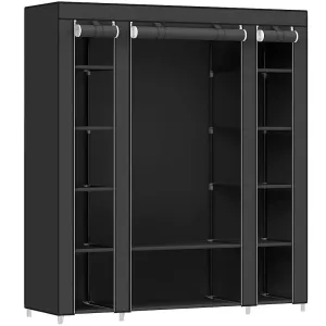 Large Capacity Non-Woven Fabric Wardrobe, 12 Sections, Black - SONGMICS