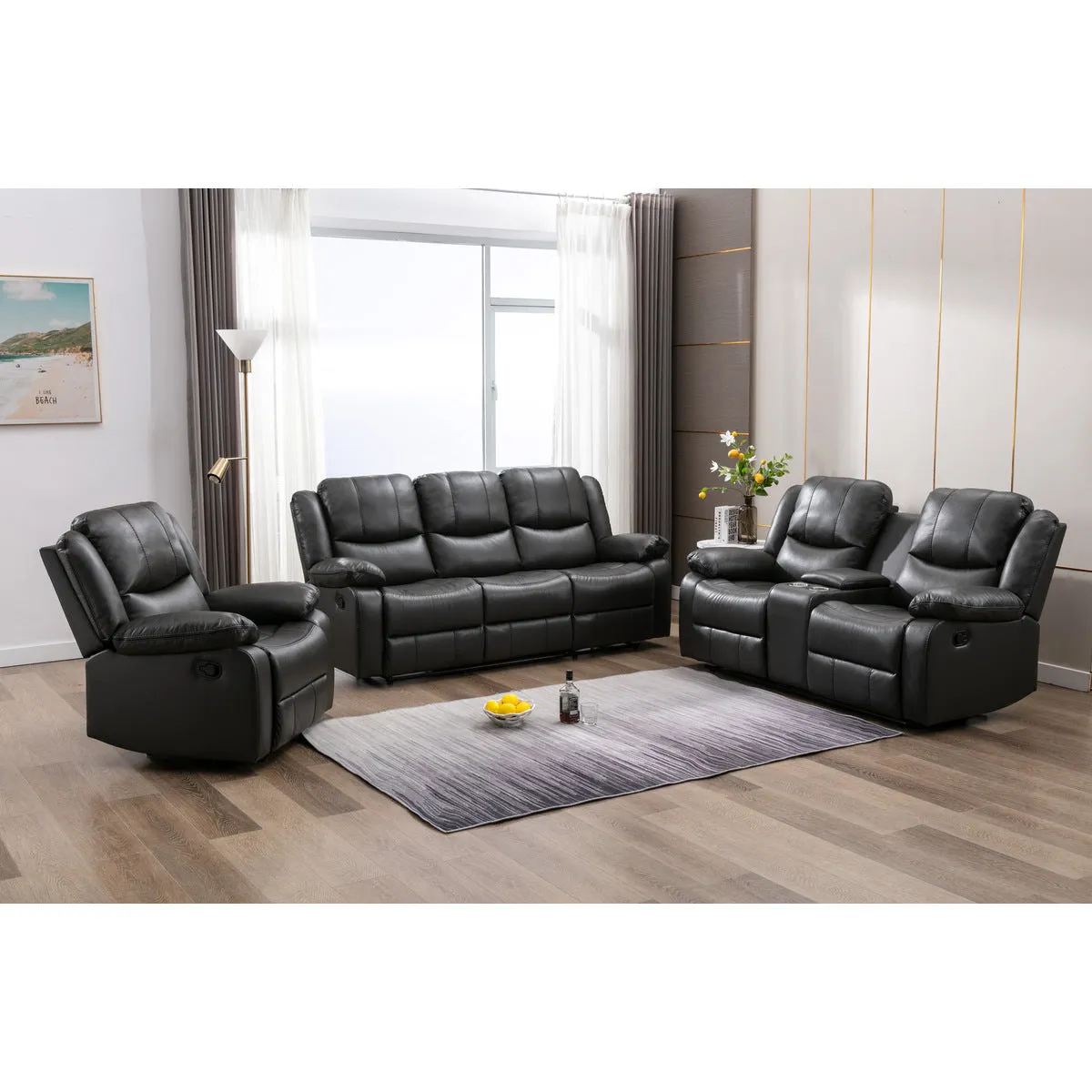 Leather Gel Grey Rocker Recliner