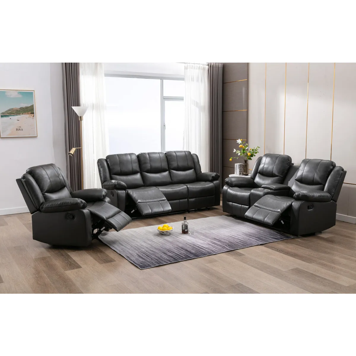 Leather Gel Grey Rocker Recliner