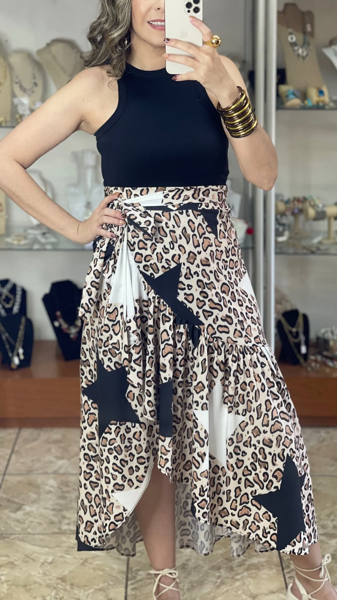 Leopard and Stars Wrap Skirt