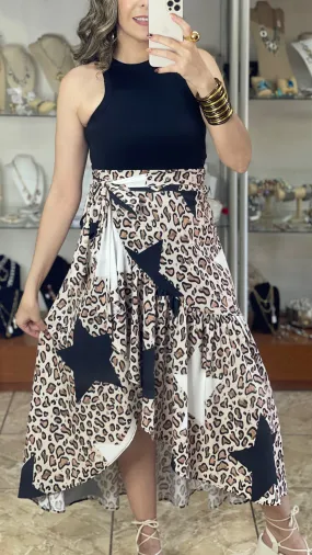 Leopard and Stars Wrap Skirt