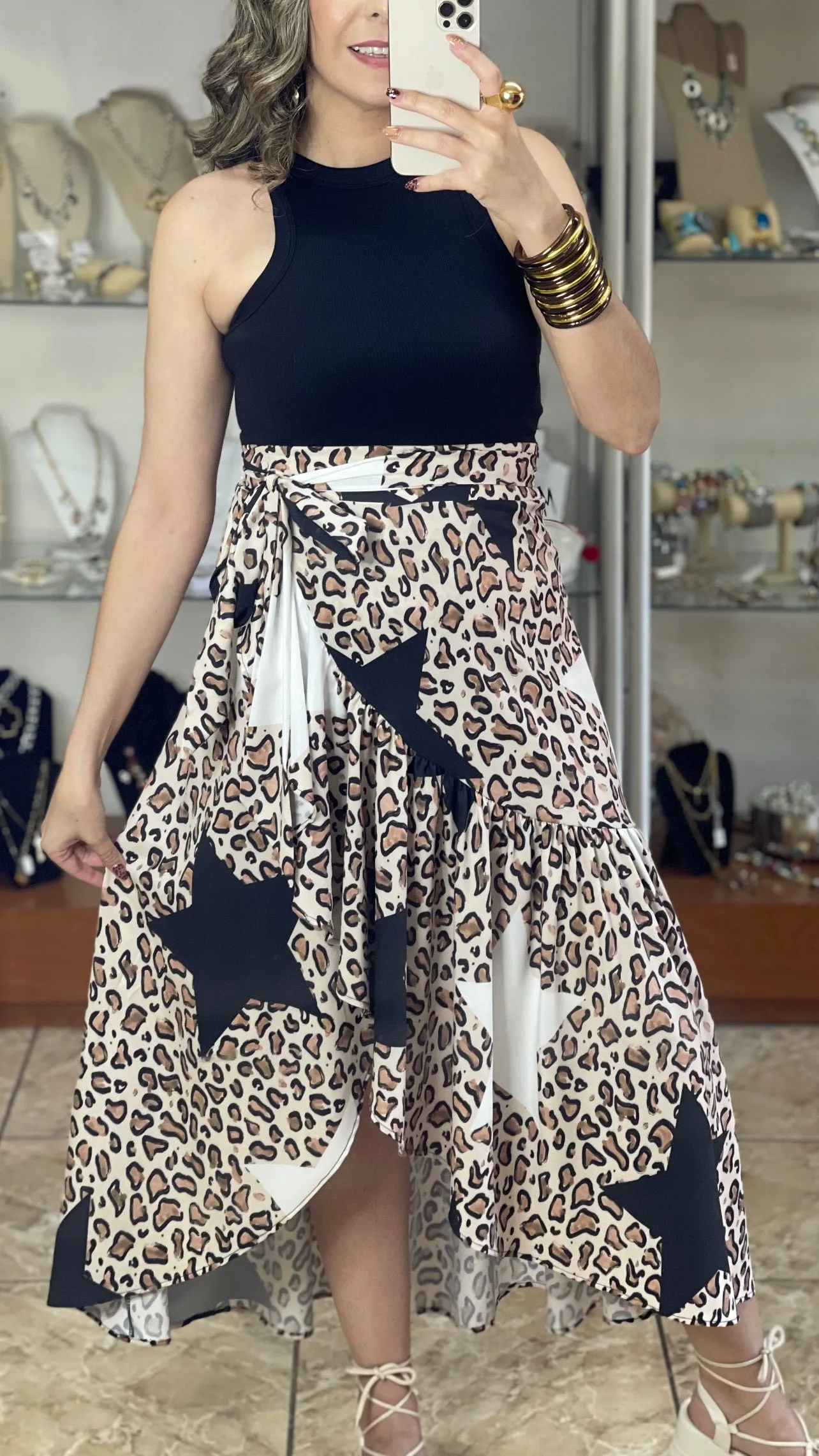 Leopard and Stars Wrap Skirt